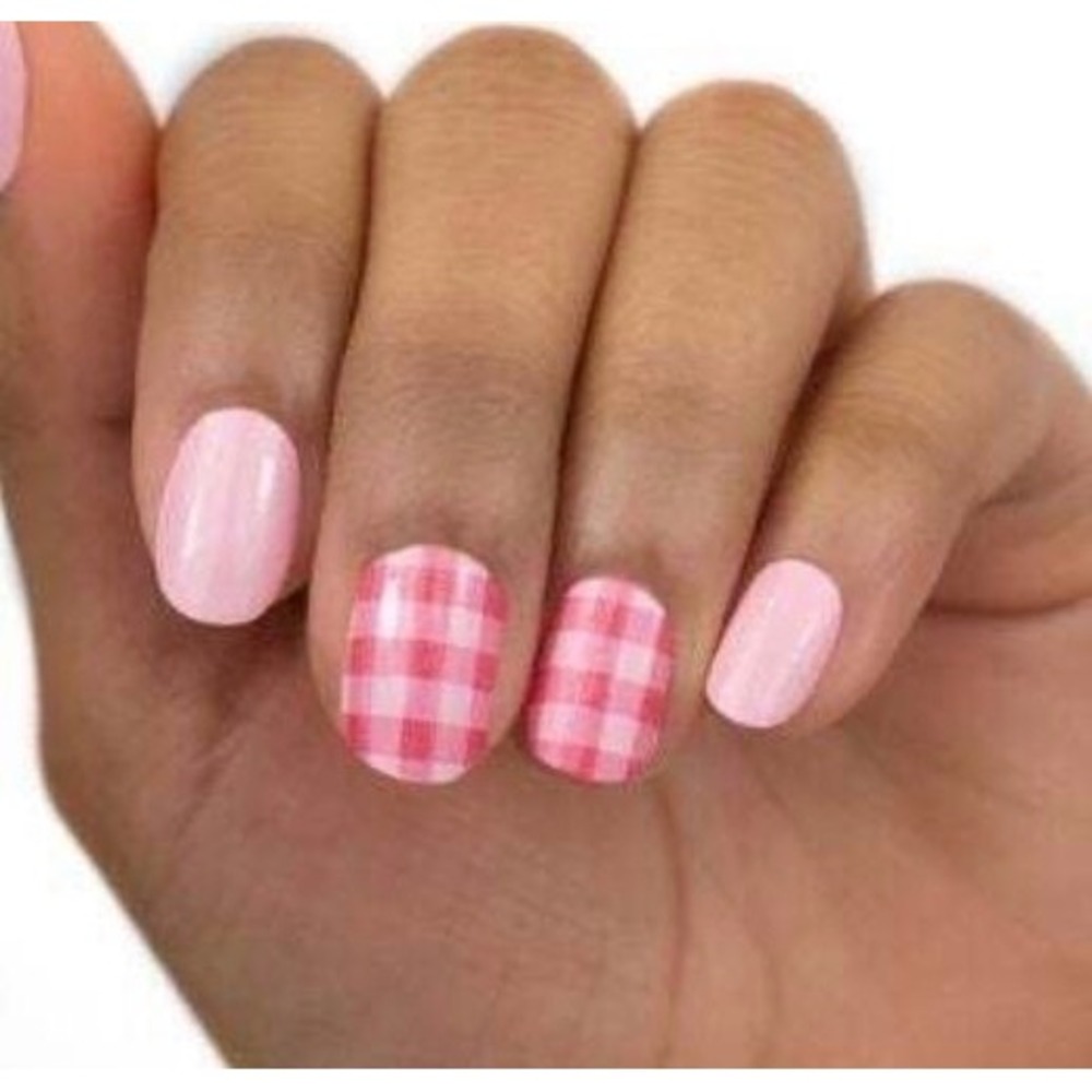 Color Street What The Check Pink Gingham Nail‎ Polish Strips FDC267 New
